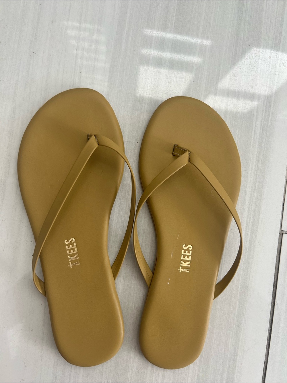 TKEES Women's Mustard Slim Strap Flip Flops